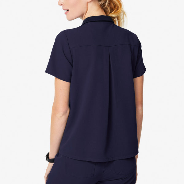 women's Navy Igava - Short-Sleeve Polo Scrub Top