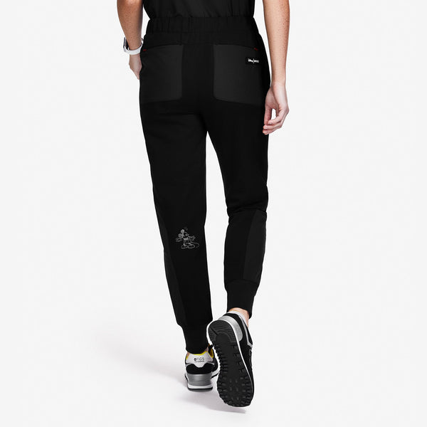 women's Black Mickey Mouse - Skinny Jogger Scrub Pant