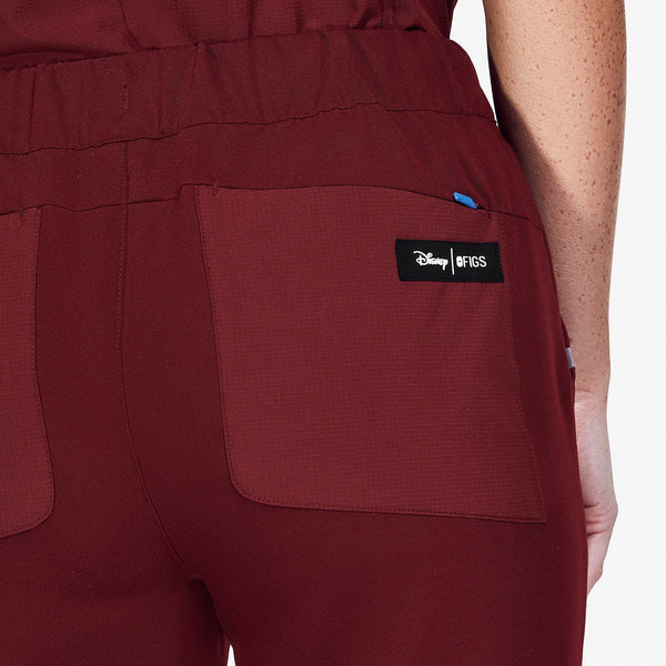 women's Burgundy Mickey Mouse - Skinny Jogger Scrub Pant