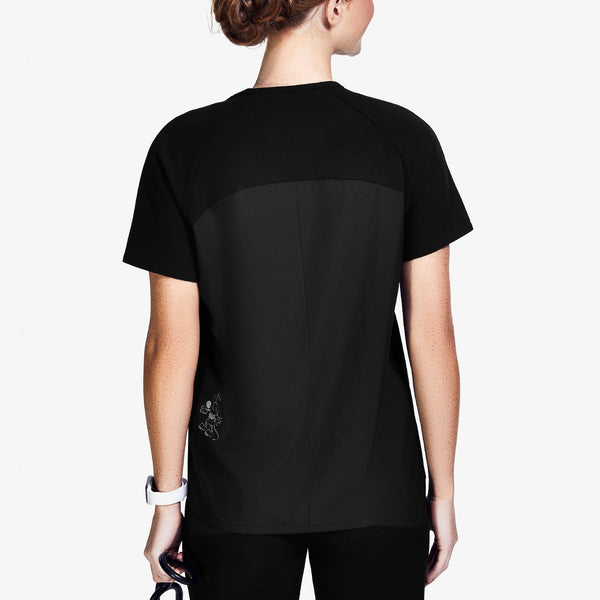 women's Black Mickey Mouse - V-Neck Scrub Top