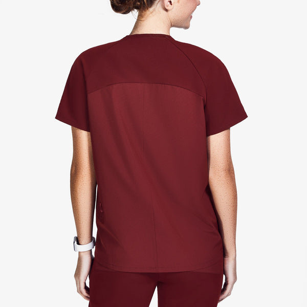 women's Burgundy Mickey Mouse - V-Neck Scrub Top