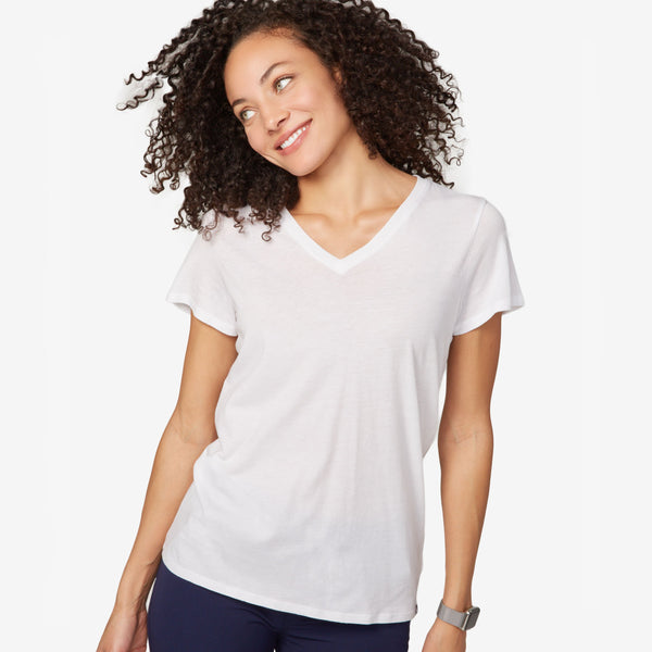 women's White Super Soft Short-Sleeve V-Neck - Underscrub